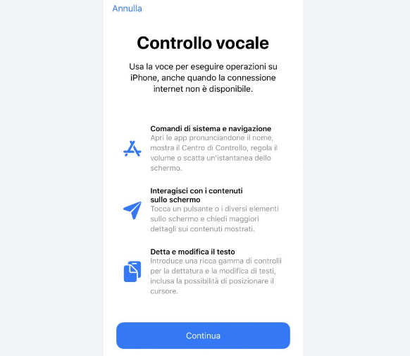 Scrolling con la voce su iPhone per navigare nelle app senza toccare lo schermo