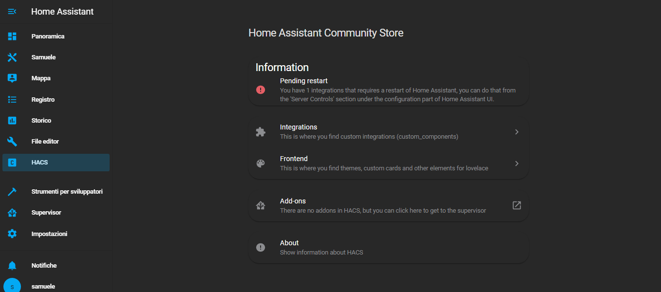 Installazione e configurazione Hacs - Home Assistant