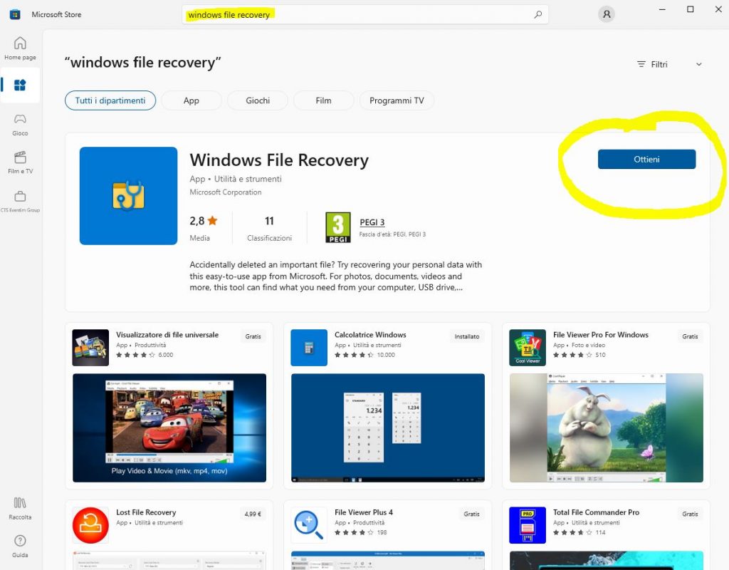 Windows file recovery