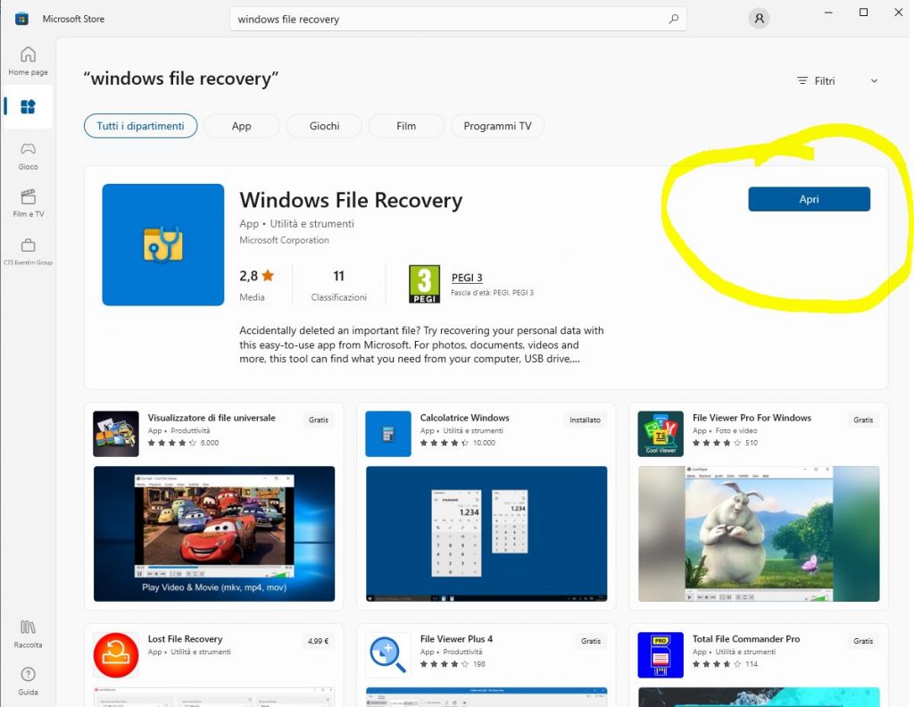 Windows file recovery